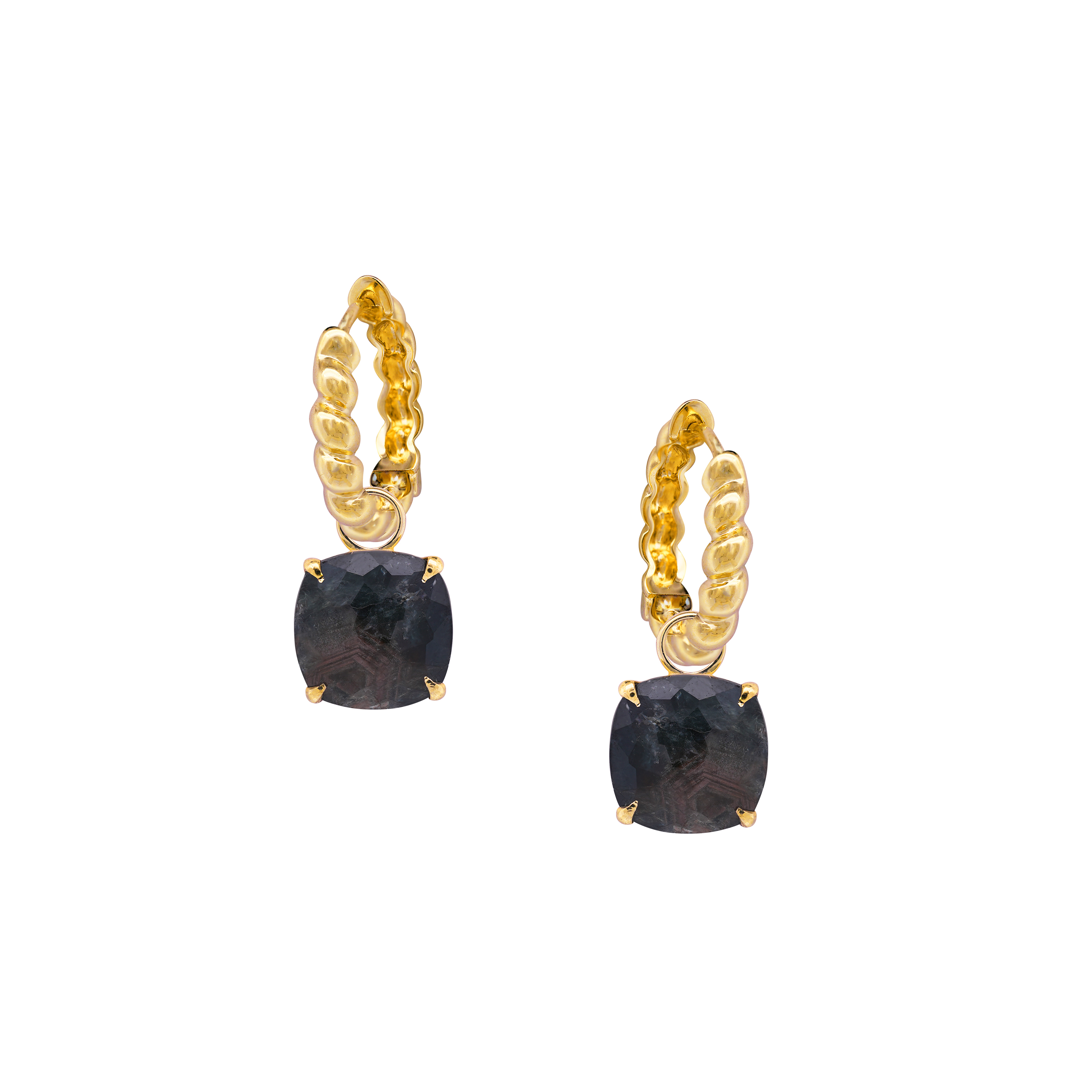 Cristiana Gold Sheen Sapphire Earrings